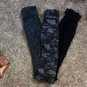 Trendy Kids Leggings Set - Black, Gray, and Camouflage